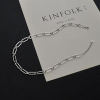 European And American Simple Thick Chain Necklace Titanium Steel Hip Hop Collar Bracelet Oval Double-layer Ring Buckle Cross Chain Clavicle Chain sku image 3