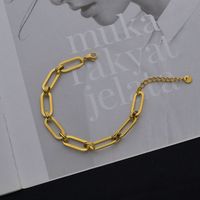 European And American Simple Thick Chain Necklace Titanium Steel Hip Hop Collar Bracelet Oval Double-layer Ring Buckle Cross Chain Clavicle Chain sku image 2