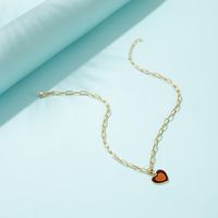 European And American New Heart-shaped Simple Dripping Color Matching Double Heart Necklace main image 5