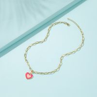 European And American New Heart-shaped Simple Dripping Color Matching Double Heart Necklace main image 4