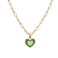 European And American New Heart-shaped Simple Dripping Color Matching Double Heart Necklace main image 3