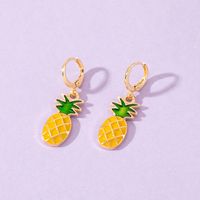 New Personality Cartoon Compact Pineapple Earrings Fashion Alloy Fruit Earrings Ear Clip main image 1