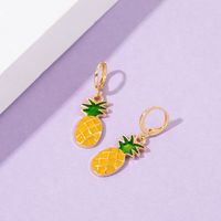 New Personality Cartoon Compact Pineapple Earrings Fashion Alloy Fruit Earrings Ear Clip main image 3