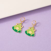 New Fashion Cartoon Frog Earrings Personality Alloy Dripping Oil Cute Color Frog Ear Clip main image 4