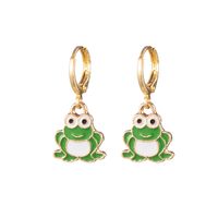New Fashion Cartoon Frog Earrings Personality Alloy Dripping Oil Cute Color Frog Ear Clip main image 3
