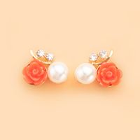 Simple Earrings Rhinestone Pearl Retro Petal Earrings Earrings Accessories main image 3