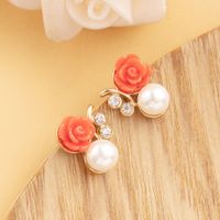 Simple Earrings Rhinestone Pearl Retro Petal Earrings Earrings Accessories main image 4