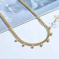 European And American New Stainless Steel Zircon Necklace Ins Punk Diamond Pendant Titanium Steel Clavicle Chain Neck Chain Female Gold main image 1