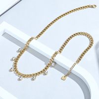 European And American New Stainless Steel Zircon Necklace Ins Punk Diamond Pendant Titanium Steel Clavicle Chain Neck Chain Female Gold main image 4