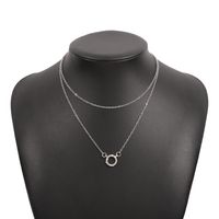 Simple Double Diamond Circle Necklace Wholesale Nihaojewelry sku image 2