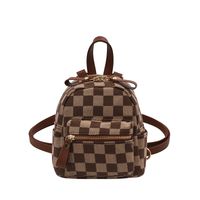 Sensación Pequeña Bolsa 2021 Nueva Moda Chessboard Plaid Mochila Colegiala Mochila Otoño E Invierno Textura Mochila main image 3