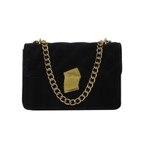 Velvet Small Square Bag  Winter New Retro Lock Simple Shoulder Messenger Bag Chain Bag main image 3