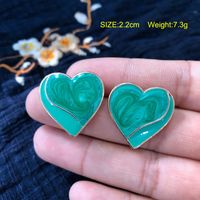 Nihaojewelry Jewelry Wholesale Enamel Glaze Flower Stitching Blue Heart Stud Earrings sku image 3