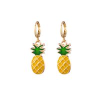 New Personality Cartoon Compact Pineapple Earrings Fashion Alloy Fruit Earrings Ear Clip sku image 1