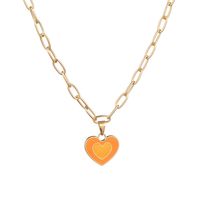European And American New Heart-shaped Simple Dripping Color Matching Double Heart Necklace sku image 1