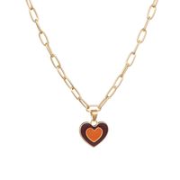 European And American New Heart-shaped Simple Dripping Color Matching Double Heart Necklace sku image 2