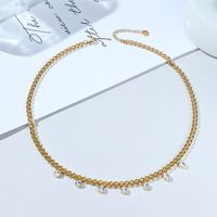 European And American New Stainless Steel Zircon Necklace Ins Punk Diamond Pendant Titanium Steel Clavicle Chain Neck Chain Female Gold sku image 1