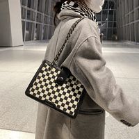 Chain Bag Texture Shoulder Large Capacity Commuter 2021 New Chessboard Plaid Texture Crossbody Tote Retro Women's Bag sku image 2