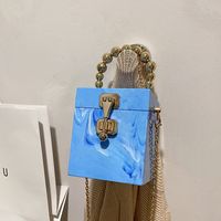 New Acrylic Hard Case Bag Gel Bag Shoulder Crossbody Portable Small Square Box Bag Hand Holding Dinner Bag sku image 4
