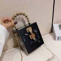 New Acrylic Hard Case Bag Gel Bag Shoulder Crossbody Portable Small Square Box Bag Hand Holding Dinner Bag sku image 5