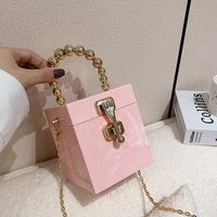 New Acrylic Hard Case Bag Gel Bag Shoulder Crossbody Portable Small Square Box Bag Hand Holding Dinner Bag sku image 11