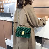 Velvet Small Square Bag  Winter New Retro Lock Simple Shoulder Messenger Bag Chain Bag sku image 4