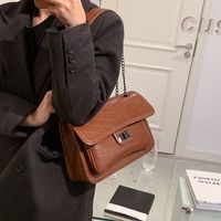 Chain Bag Female Crossbody Rhombus Trendy Bags Female 2021 New Autumn And Winter Twist Lock Shoulder Bag Retro Hobo Bag sku image 2