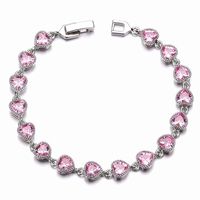Sweet Shiny Heart Shape Copper Plating Inlay Artificial Gemstones Zircon Bracelets sku image 8