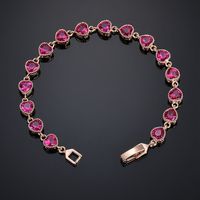 Sweet Shiny Heart Shape Copper Plating Inlay Artificial Gemstones Zircon Bracelets main image 4