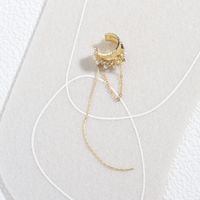 South Korean Diamond-studded Pearl Tassel Ear Bone Clips main image 3