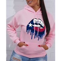 Yellow Hooded Printed Long-sleeved Fleece Sweatshirt Wholesale sku image 11