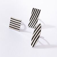 Cross-border Personalized Simple Jewelry Drip Striped Ring Three-piece Geometric Square Ring Set main image 6