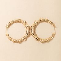 Simple Fashion Ol Style Jewelry Alloy Bamboo Earrings Golden Geometric Plain Hoop Earrings main image 2