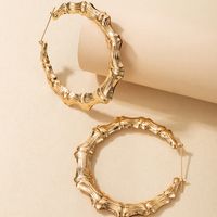 Simple Fashion Ol Style Jewelry Alloy Bamboo Earrings Golden Geometric Plain Hoop Earrings main image 3