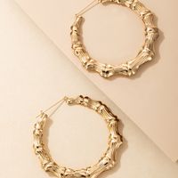 Simple Fashion Ol Style Jewelry Alloy Bamboo Earrings Golden Geometric Plain Hoop Earrings main image 4