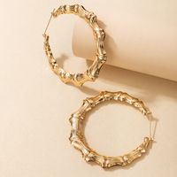 Simple Fashion Ol Style Jewelry Alloy Bamboo Earrings Golden Geometric Plain Hoop Earrings main image 6