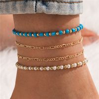 European And American Bohemian Jewelry Blue Beaded Anklet Four-piece Ethnic Style Anklet main image 1