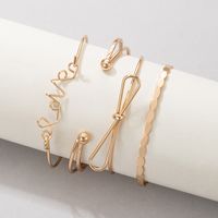European And American Fashion Jewelry Bow Knot Open Bracelet Four-piece Letter Geometric Bracelet Set main image 3
