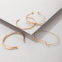 European And American Fashion Jewelry Bow Knot Open Bracelet Four-piece Letter Geometric Bracelet Set main image 4