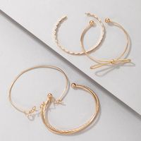 European And American Fashion Jewelry Bow Knot Open Bracelet Four-piece Letter Geometric Bracelet Set main image 5