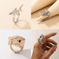 European And American Cross-border Trend Jewelry Shark Single Alloy Irregular Ring main image 2