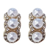 Korean Temperament Pearl Diamond Earrings Retro Simple Earrings main image 6