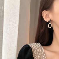 Sterling Silver Needle Japanese And Korean Ins Style Bow Pearl Oval Earrings Fashionable Elegant Lady Earrings H4130 main image 5
