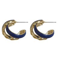 Korean Blue Earrings Fashion Personality Atmospheric Metal Texture Drop Oil Earrings main image 6