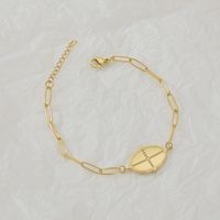 European And American New 14k Gold Oval Cross Long O-shaped Chain Stainless Steel Bracelet main image 1