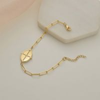 European And American New 14k Gold Oval Cross Long O-shaped Chain Stainless Steel Bracelet main image 5