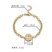 Personality All-match Stitching Round Shaped Pattern Bracelet Female French Ins Retro Style 14k Gold Stainless Steel Hand Jewelry main image 3