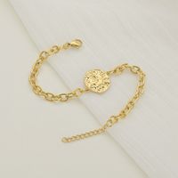 Personality All-match Stitching Round Shaped Pattern Bracelet Female French Ins Retro Style 14k Gold Stainless Steel Hand Jewelry main image 4