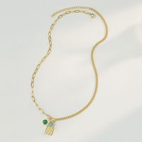 2021 Invierno Nuevo Personalizado Emerald Zircon Pequeño Collar Colgante De Cerradura Para Mujeres Nicho De Diseño Accesorios De Acero Inoxidable main image 4