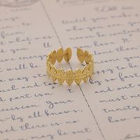 Korean Simple Gold Stitching Lotus Opening Ring Trend Niche Stainless Steel Jewelry main image 4